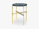 TS Coffee Table - Dia 40 Brass base, glass grey blue top