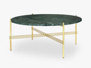 TS Coffee Table - Dia 80 Brass base, marble green top