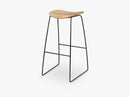 2D Counter Stool - Un-upholstered - 65 cm Sledge Black base, Oak shell