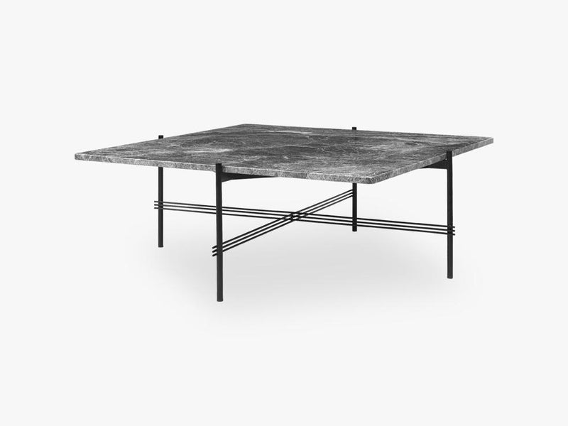 TS Coffee Table  Square black base, Marble Grey top 105cm