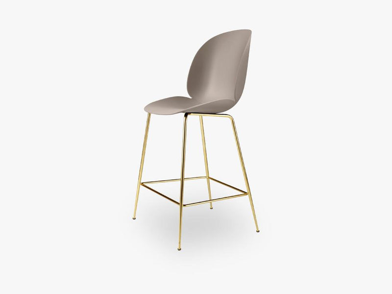 Beetle Counter Chair - Un-upholstered - 64 cm Conic Brass base, New Beige shell