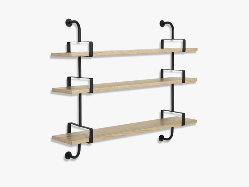 Démon Shelf - 2 Brackets - 95 cm 3 shelves, Oak shell