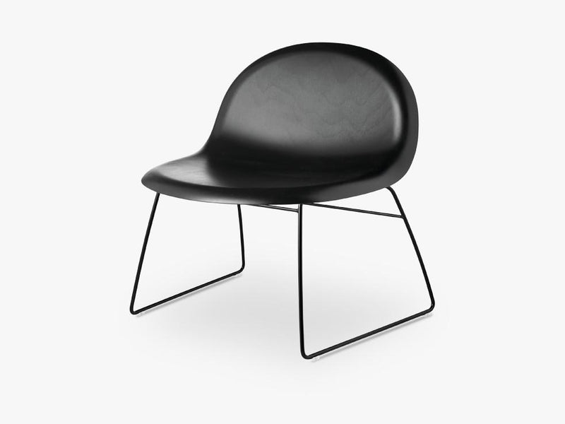 3D Lounge Chair - Un-upholstered Sledge Black base, Black Stained Beech shell