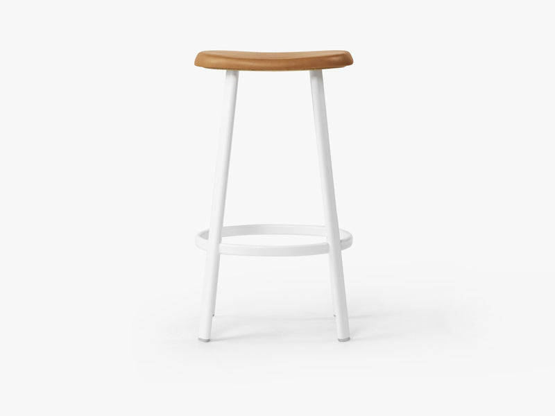 Anno Stool H75, White/Cognac Leather