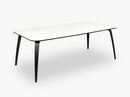 GUBI Dining Table - Rectangular - 100x200, Black Stained Ash base, Laminate White w black edges top