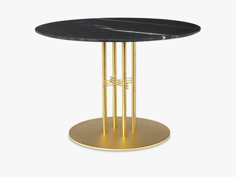 TS Column - Dining Table - Dia 110 Brass base, marble black top