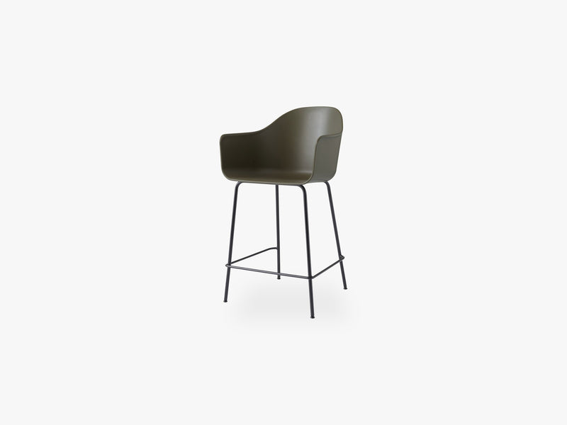 Harbour Chair - Counter, Black Steel Base/Olive Shell